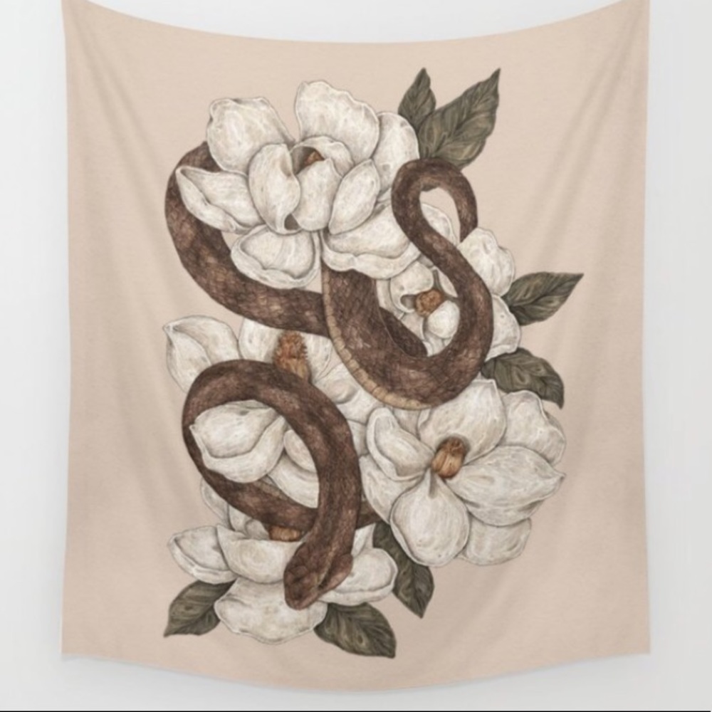 “Snake and Magnolias” Tapestry